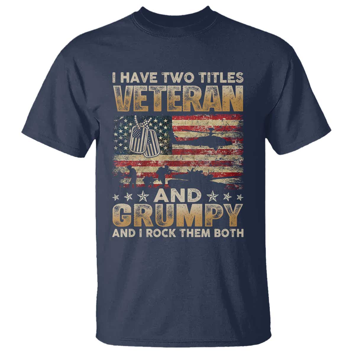 Grumpy Old Veteran T Shirt Funny Military Veteran USA Flag - Wonder Print Shop