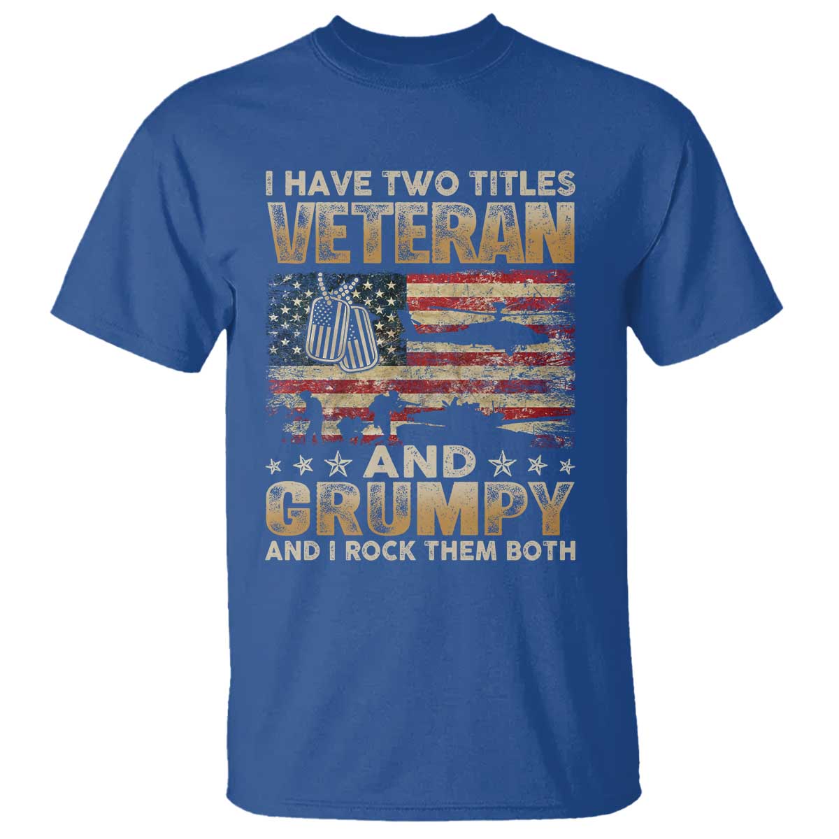 Grumpy Old Veteran T Shirt Funny Military Veteran USA Flag - Wonder Print Shop