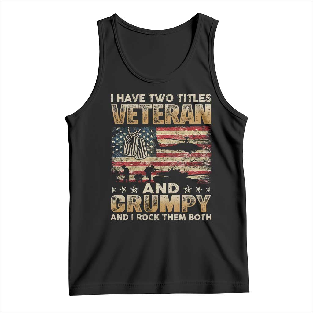 Grumpy Old Veteran Tank Top Funny Military Veteran USA Flag - Wonder Print Shop