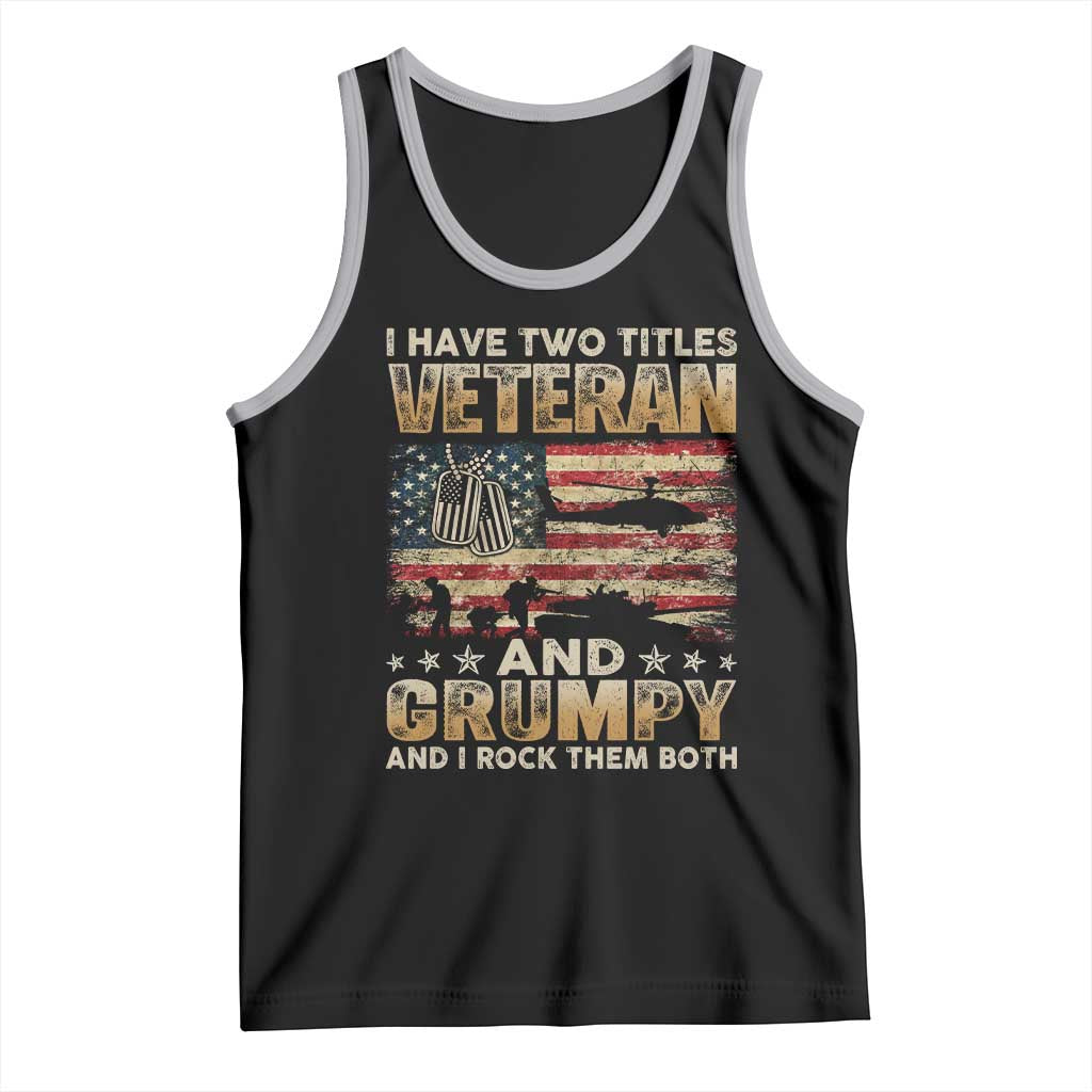 Grumpy Old Veteran Tank Top Funny Military Veteran USA Flag - Wonder Print Shop