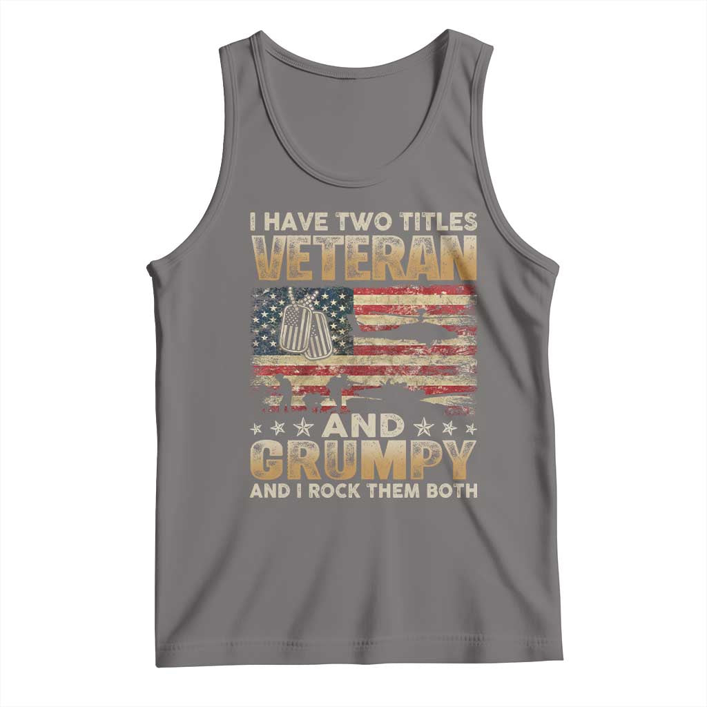 Grumpy Old Veteran Tank Top Funny Military Veteran USA Flag - Wonder Print Shop