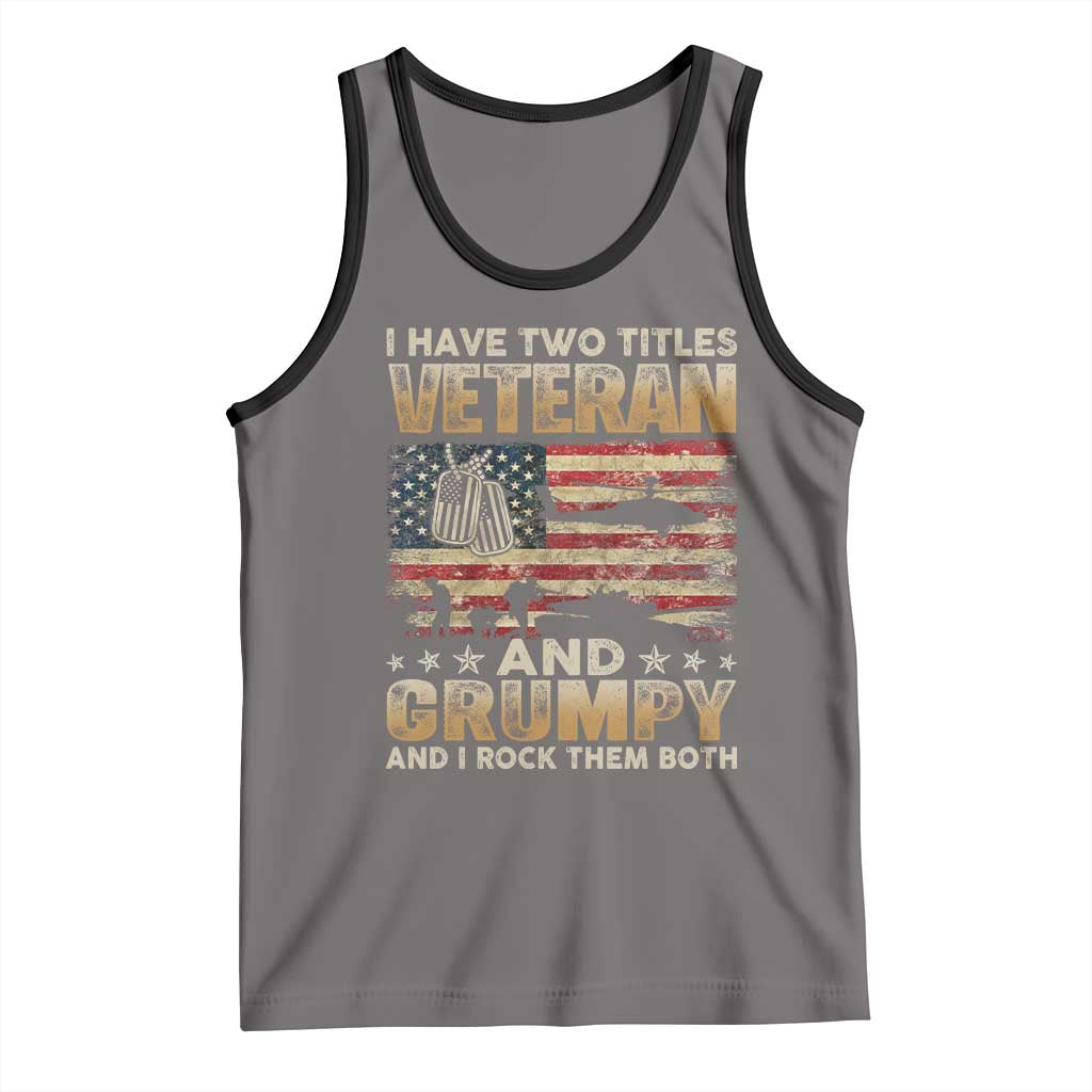 Grumpy Old Veteran Tank Top Funny Military Veteran USA Flag - Wonder Print Shop