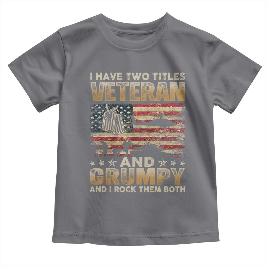 Grumpy Old Veteran Toddler T Shirt Funny Military Veteran USA Flag - Wonder Print Shop