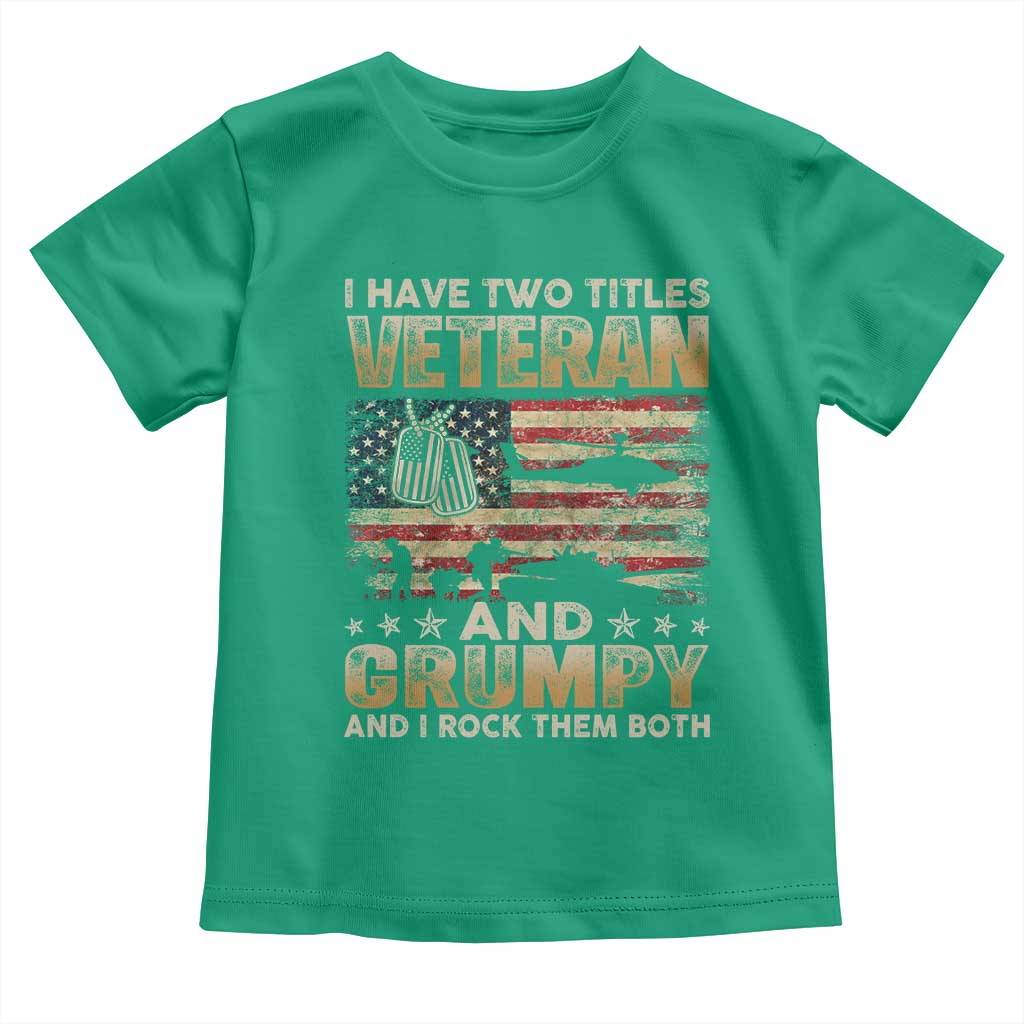 Grumpy Old Veteran Toddler T Shirt Funny Military Veteran USA Flag - Wonder Print Shop