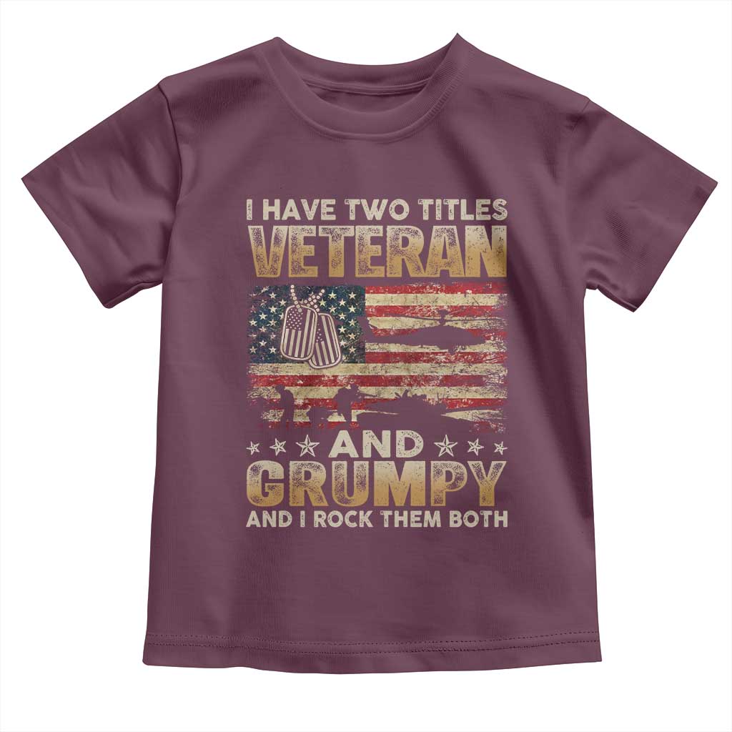 Grumpy Old Veteran Toddler T Shirt Funny Military Veteran USA Flag - Wonder Print Shop