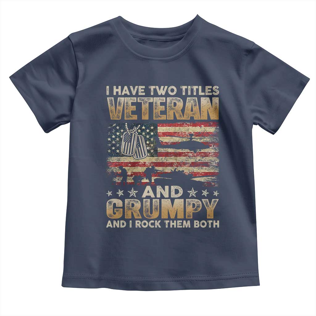 Grumpy Old Veteran Toddler T Shirt Funny Military Veteran USA Flag - Wonder Print Shop