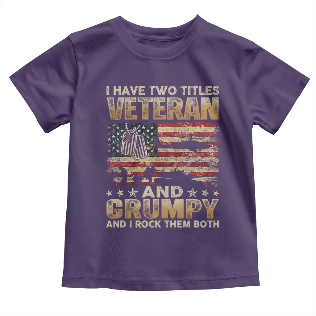 Grumpy Old Veteran Toddler T Shirt Funny Military Veteran USA Flag - Wonder Print Shop