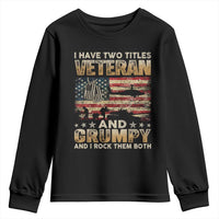Grumpy Old Veteran Youth Sweatshirt Funny Military Veteran USA Flag - Wonder Print Shop
