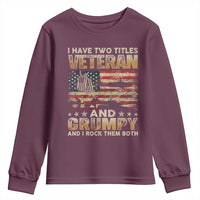 Grumpy Old Veteran Youth Sweatshirt Funny Military Veteran USA Flag - Wonder Print Shop
