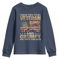 Grumpy Old Veteran Youth Sweatshirt Funny Military Veteran USA Flag - Wonder Print Shop