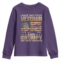 Grumpy Old Veteran Youth Sweatshirt Funny Military Veteran USA Flag - Wonder Print Shop