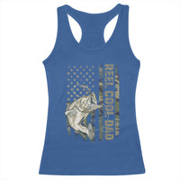 Funny Fishing Vintage Reel Cool Dad Racerback Tank Top Camo American Flag USA Bass Fish Fisherman