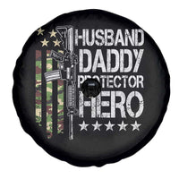 Husband Daddy Protector Hero Spare Tire Cover Dad Guns Fathers Day Camo American Flag