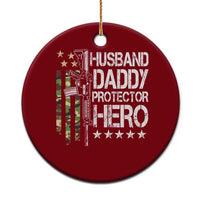 Husband Daddy Protector Hero Ceramic Ornament Dad Guns Fathers Day Camo American Flag - Wonder Print Shop