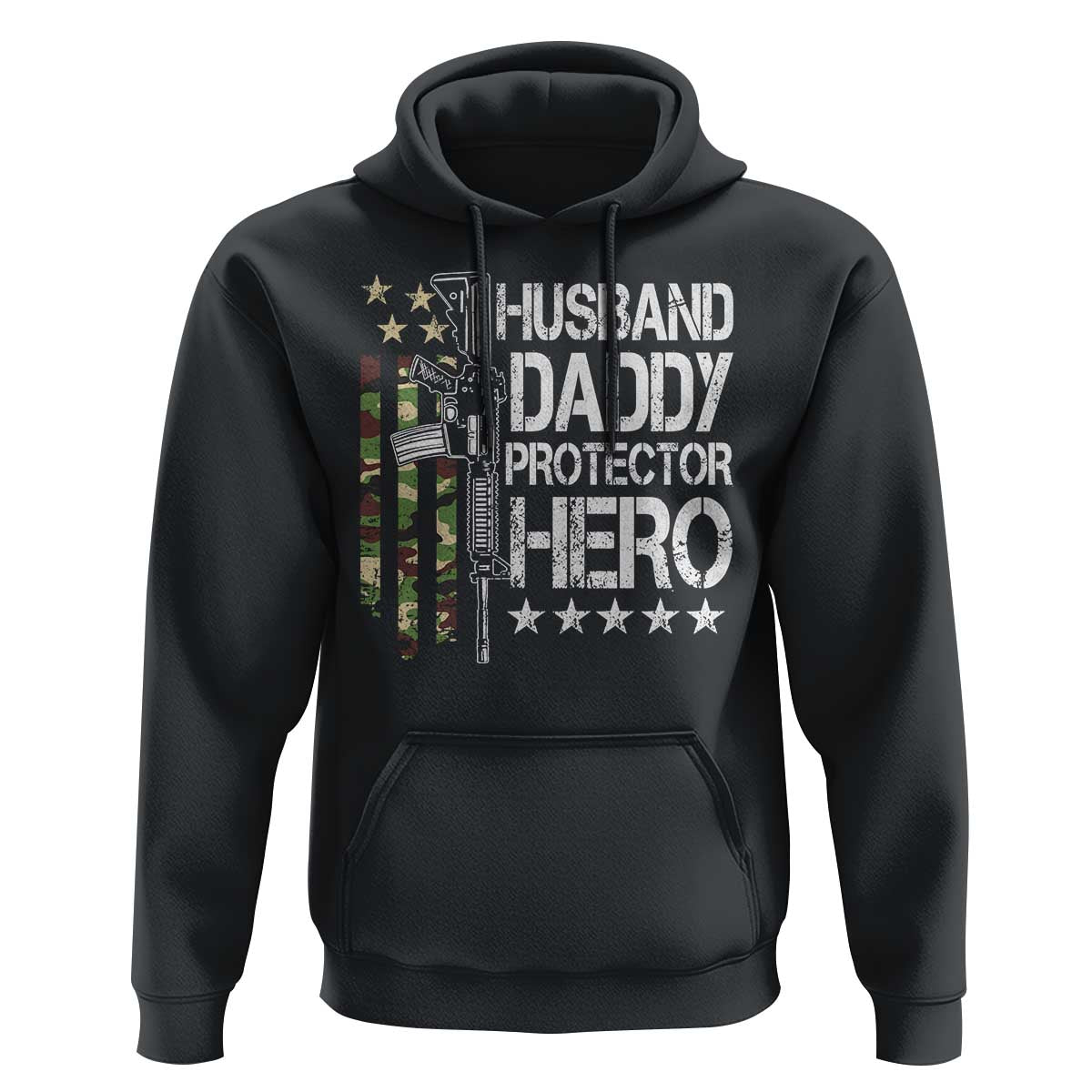 Husband Daddy Protector Hero Hoodie Dad Guns Fathers Day Camo American Flag