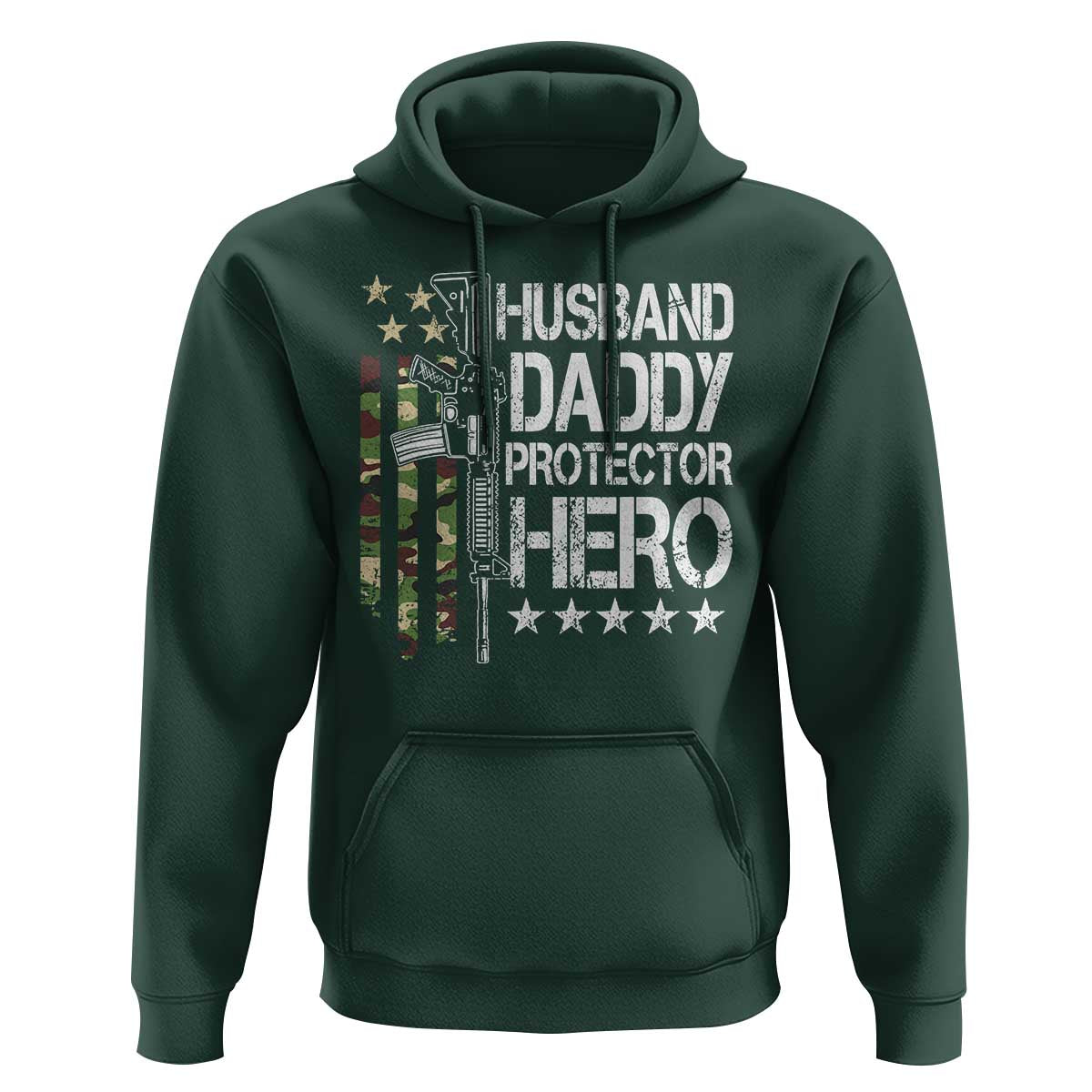 Husband Daddy Protector Hero Hoodie Dad Guns Fathers Day Camo American Flag