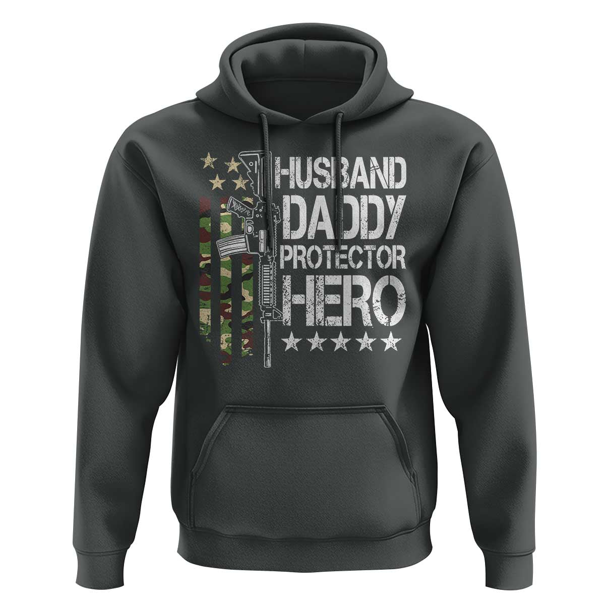 Husband Daddy Protector Hero Hoodie Dad Guns Fathers Day Camo American Flag
