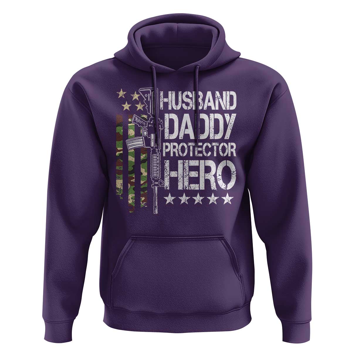 Husband Daddy Protector Hero Hoodie Dad Guns Fathers Day Camo American Flag