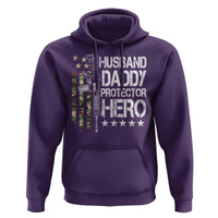 Husband Daddy Protector Hero Hoodie Dad Guns Fathers Day Camo American Flag