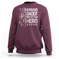 Husband Daddy Protector Hero Sweatshirt Dad Guns Fathers Day Camo American Flag