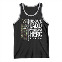 Husband Daddy Protector Hero Tank Top Dad Guns Fathers Day Camo American Flag