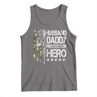 Husband Daddy Protector Hero Tank Top Dad Guns Fathers Day Camo American Flag