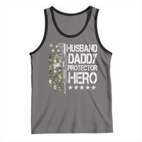 Husband Daddy Protector Hero Tank Top Dad Guns Fathers Day Camo American Flag