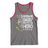 Husband Daddy Protector Hero Tank Top Dad Guns Fathers Day Camo American Flag