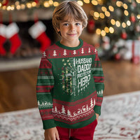 Husband Daddy Protector Hero Knitted Sweatshirt Dad Guns Fathers Day Camo American Flag - Wonder Print Shop