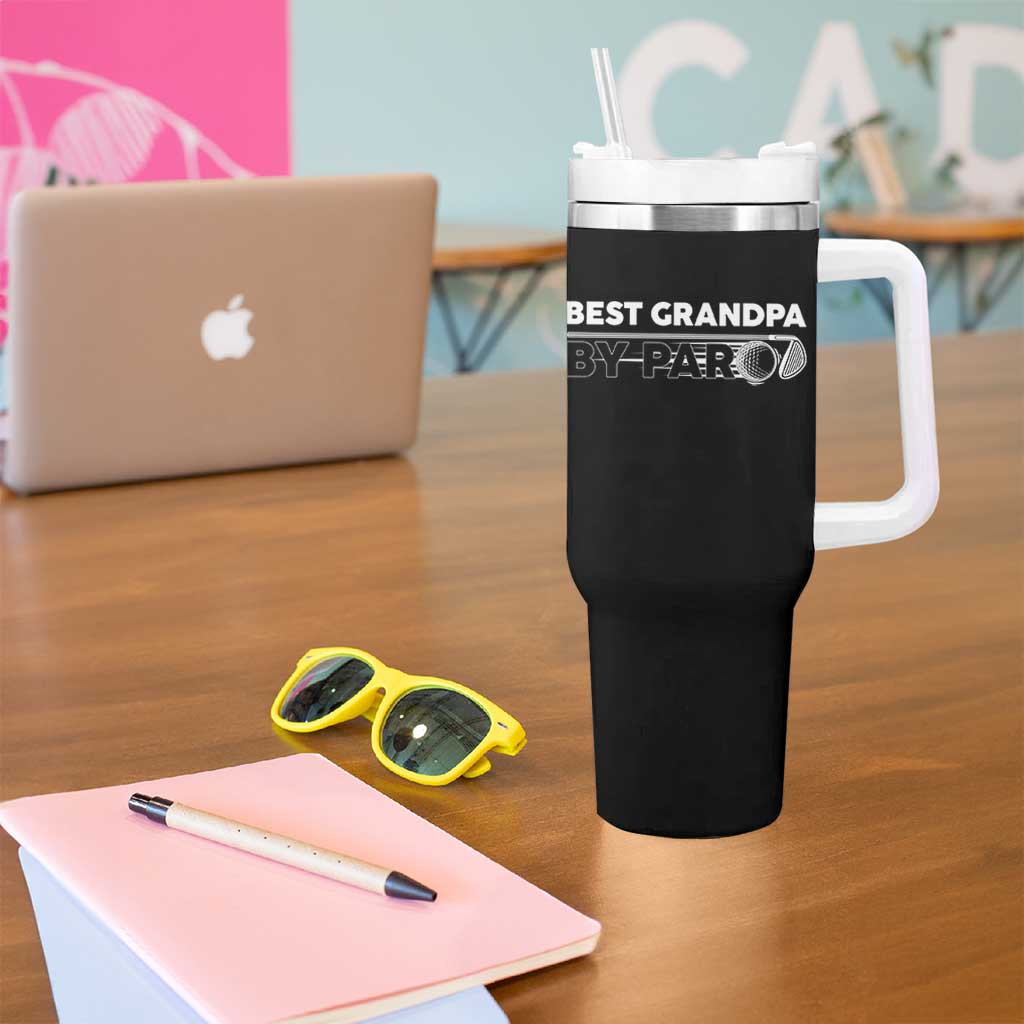 Golf Grandpa Tumbler With Handle Best Grandpa By Par Golfing Golfer Funny Fathers Day Gifts