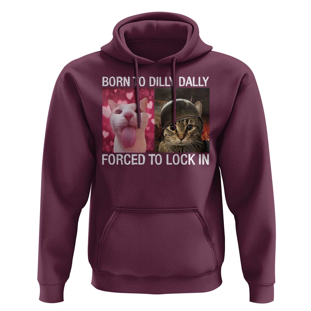 Meme Cat Hoodie Born To Dilly Dally Forced To Lock In Funny Saying Cats - Wonder Print Shop