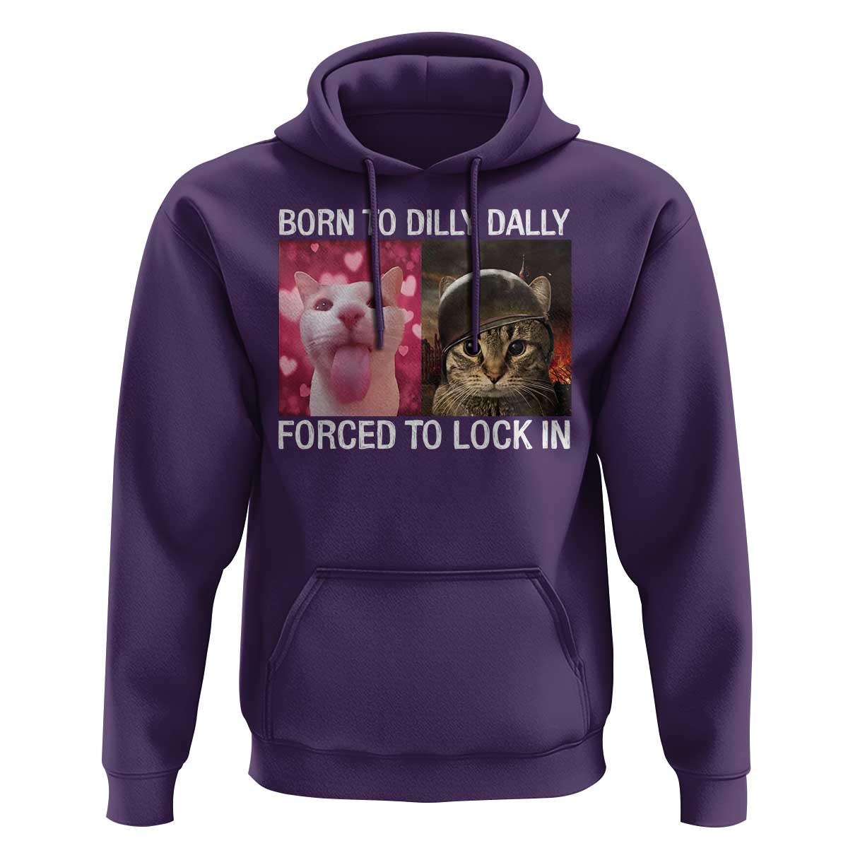 Meme Cat Hoodie Born To Dilly Dally Forced To Lock In Funny Saying Cats - Wonder Print Shop