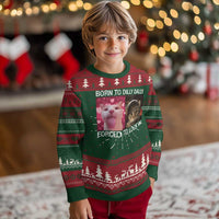 Meme Cat Knitted Sweatshirt Born To Dilly Dally Forced To Lock In Funny Saying Cats - Wonder Print Shop