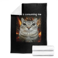 Rage Is Consuming Me Cat Throw Blanket Funny Weird Humor Silly Cat Meme - Wonder Print Shop