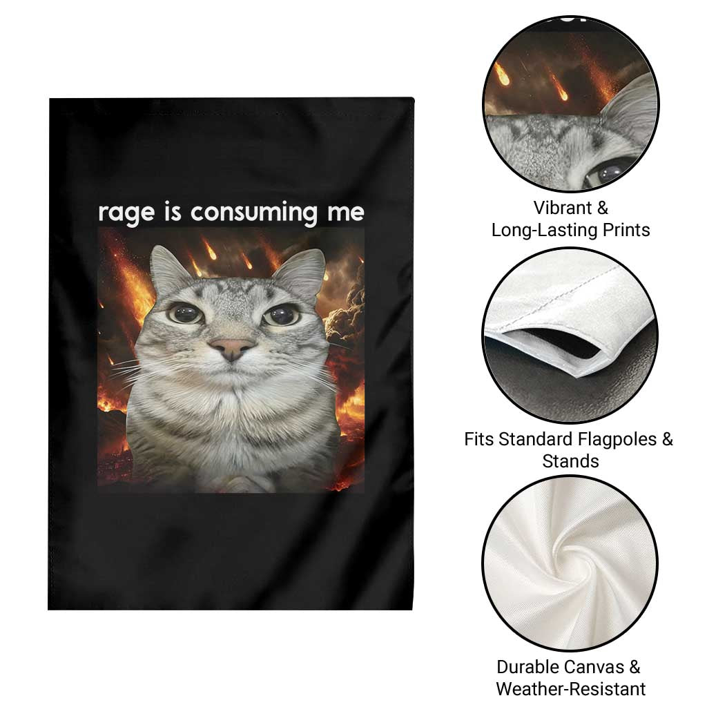Rage Is Consuming Me Cat Garden Flag Funny Weird Humor Silly Cat Meme - Wonder Print Shop