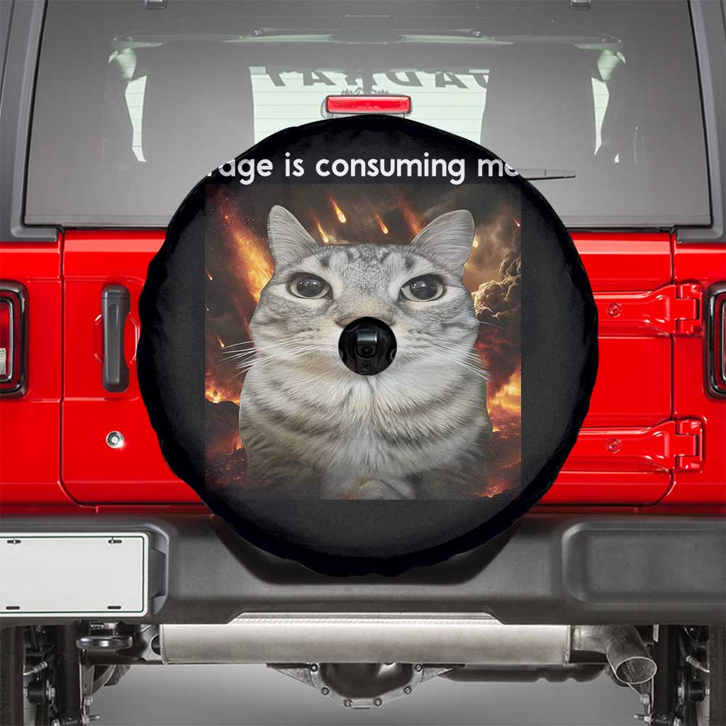 Rage Is Consuming Me Cat Spare Tire Cover Funny Weird Humor Silly Cat Meme - Wonder Print Shop