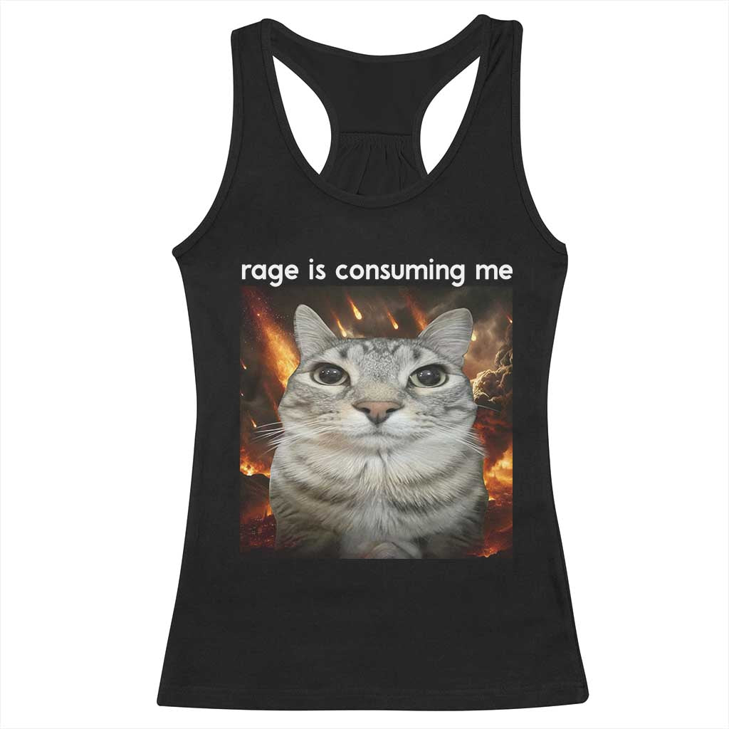 Rage Is Consuming Me Cat Racerback Tank Top Funny Weird Humor Silly Cat Meme - Wonder Print Shop