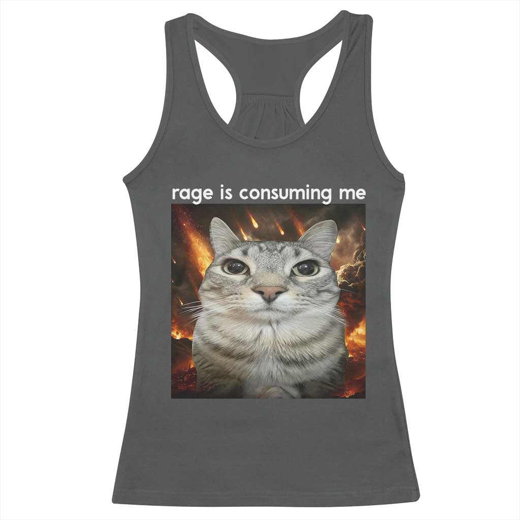 Rage Is Consuming Me Cat Racerback Tank Top Funny Weird Humor Silly Cat Meme - Wonder Print Shop