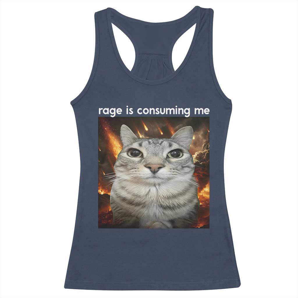 Rage Is Consuming Me Cat Racerback Tank Top Funny Weird Humor Silly Cat Meme - Wonder Print Shop
