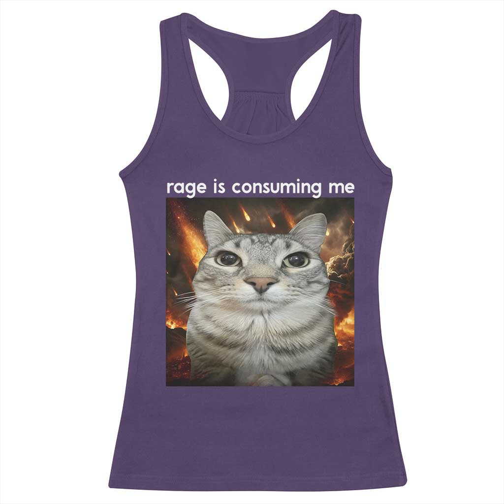 Rage Is Consuming Me Cat Racerback Tank Top Funny Weird Humor Silly Cat Meme - Wonder Print Shop