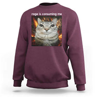 Rage Is Consuming Me Cat Sweatshirt Funny Weird Humor Silly Cat Meme - Wonder Print Shop