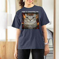 Rage Is Consuming Me Cat T Shirt For Women Funny Weird Humor Silly Cat Meme - Wonder Print Shop