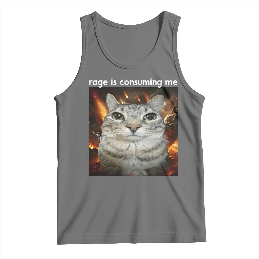 Rage Is Consuming Me Cat Tank Top Funny Weird Humor Silly Cat Meme - Wonder Print Shop