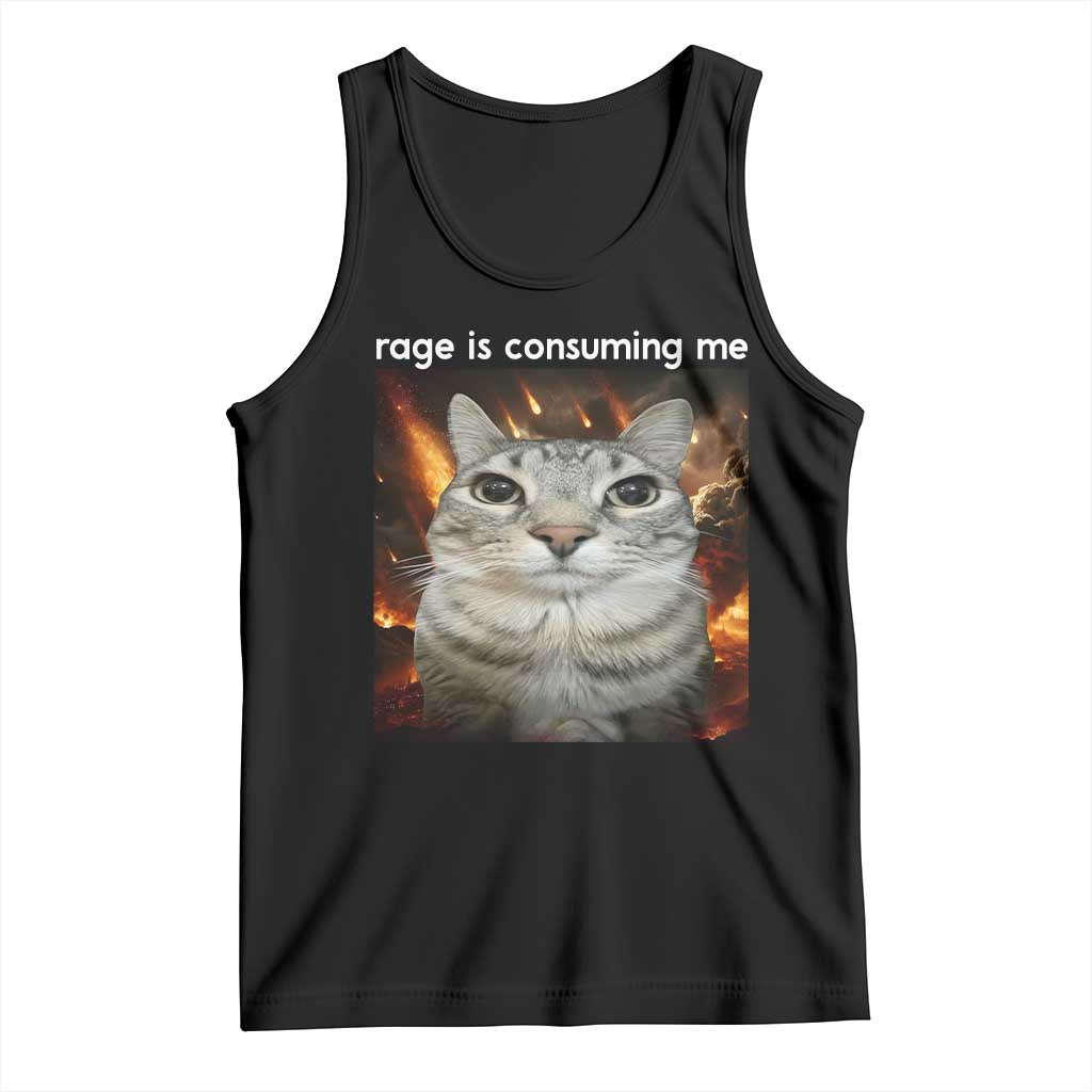 Rage Is Consuming Me Cat Tank Top Funny Weird Humor Silly Cat Meme - Wonder Print Shop