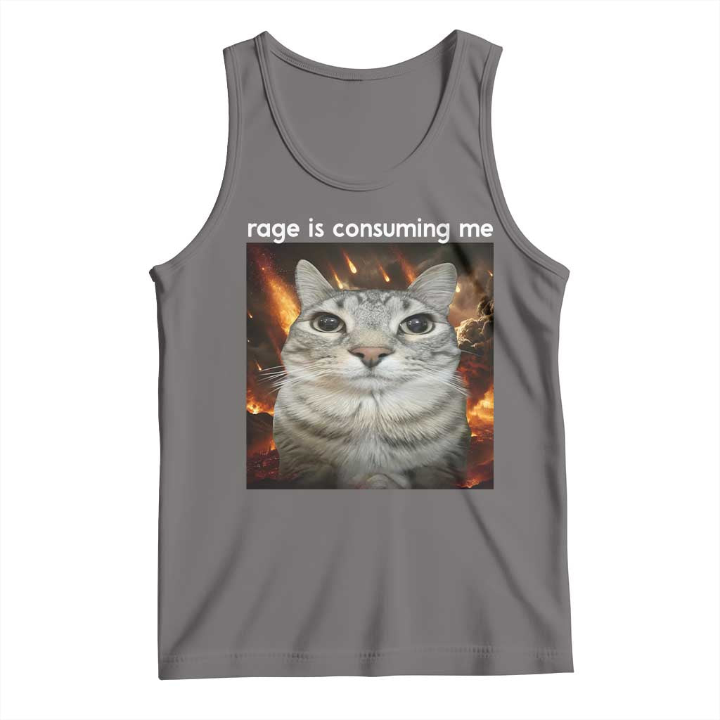 Rage Is Consuming Me Cat Tank Top Funny Weird Humor Silly Cat Meme - Wonder Print Shop
