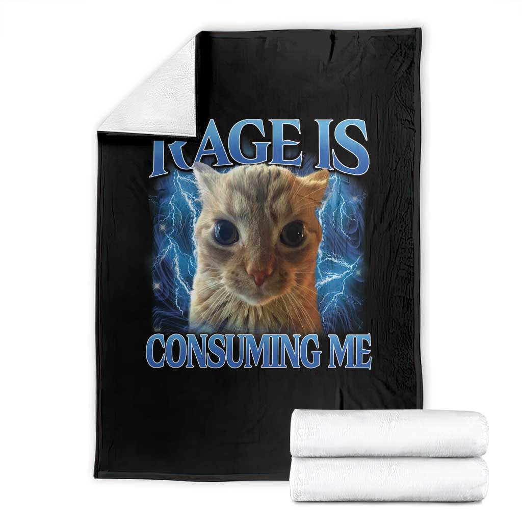 Rage Is Consuming Me Cat Meme Throw Blanket Funny Weird Humor Cat Face Bootleg - Wonder Print Shop