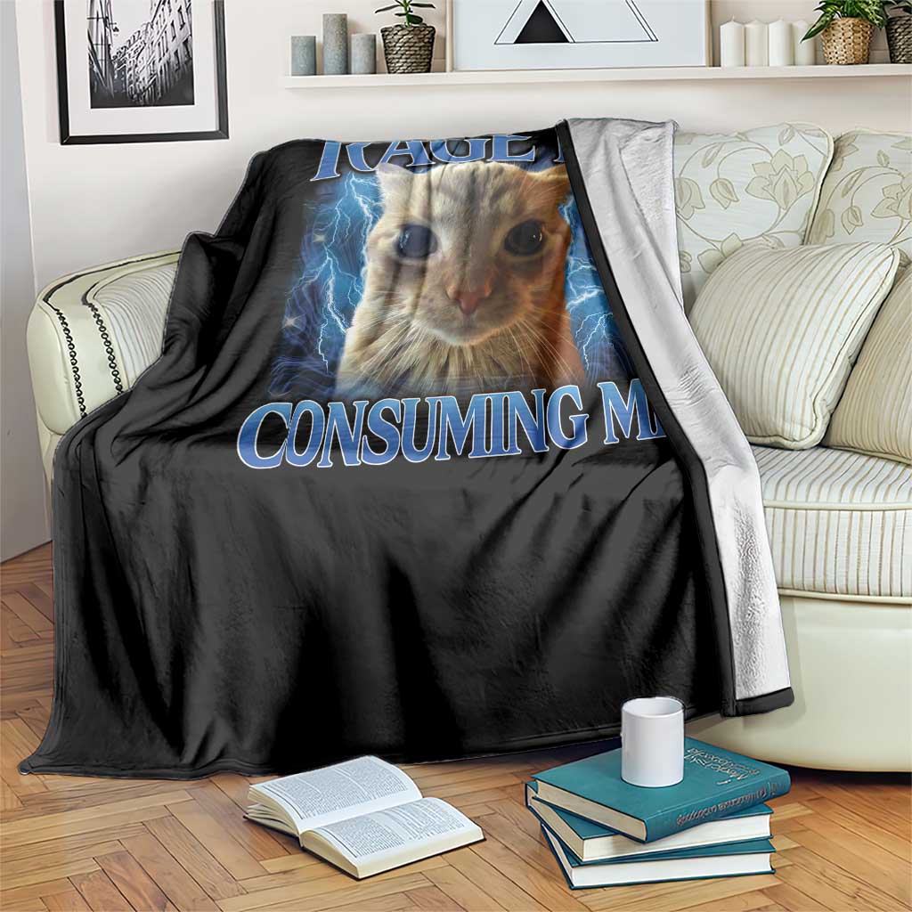 Rage Is Consuming Me Cat Meme Throw Blanket Funny Weird Humor Cat Face Bootleg - Wonder Print Shop