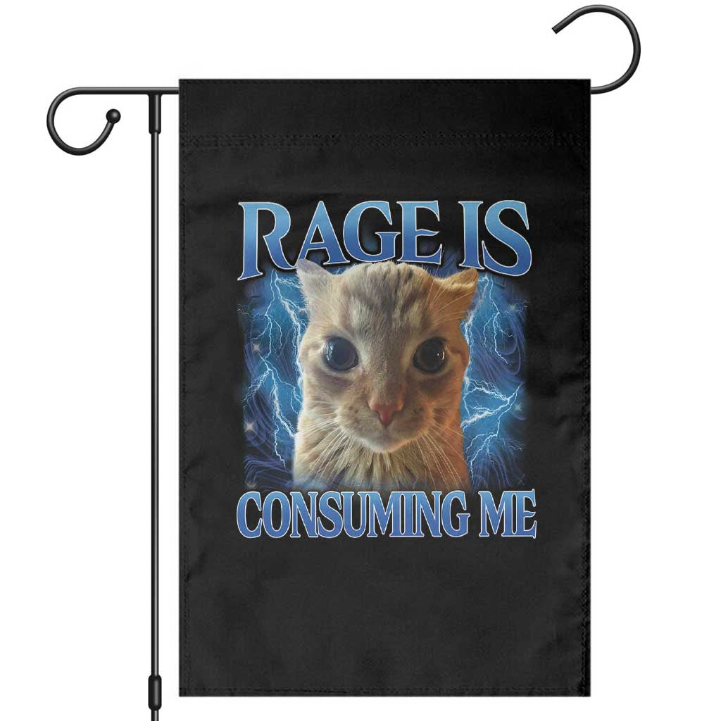 Rage Is Consuming Me Cat Meme Garden Flag Funny Weird Humor Cat Face Bootleg - Wonder Print Shop