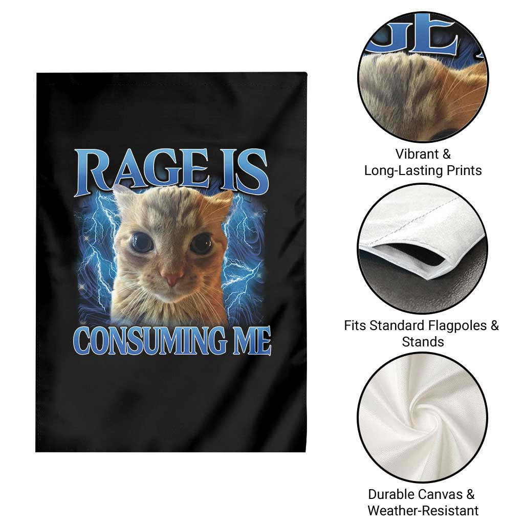 Rage Is Consuming Me Cat Meme Garden Flag Funny Weird Humor Cat Face Bootleg - Wonder Print Shop