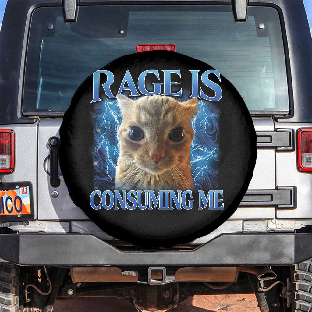 Rage Is Consuming Me Cat Meme Spare Tire Cover Funny Weird Humor Cat Face Bootleg - Wonder Print Shop